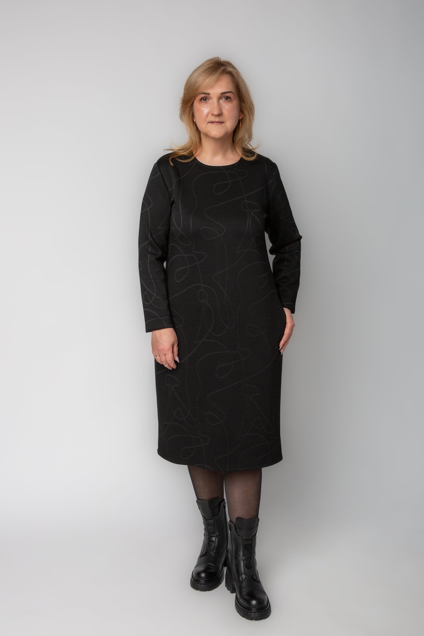 Trikotažinė Suknelė su Raštu (Juoda)